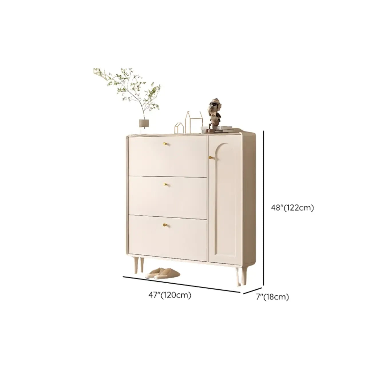 Meuble à chaussures d'entrée en bois beige avec rangement dissimulé