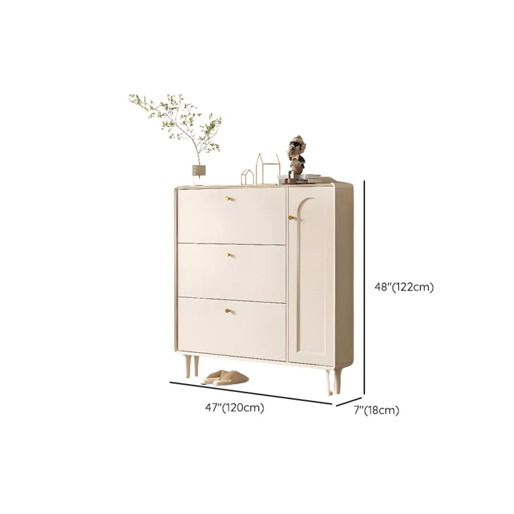 Meuble à chaussures d'entrée en bois beige avec rangement dissimulé