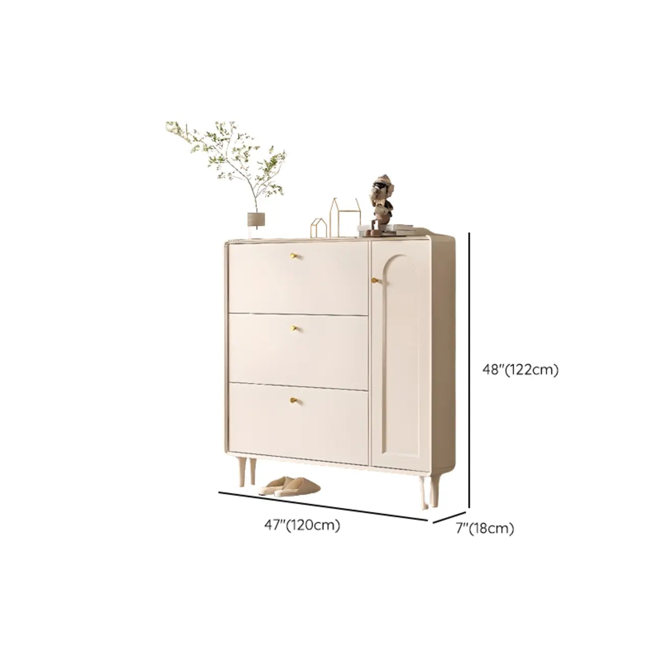 Meuble à chaussures d'entrée en bois beige avec rangement dissimulé