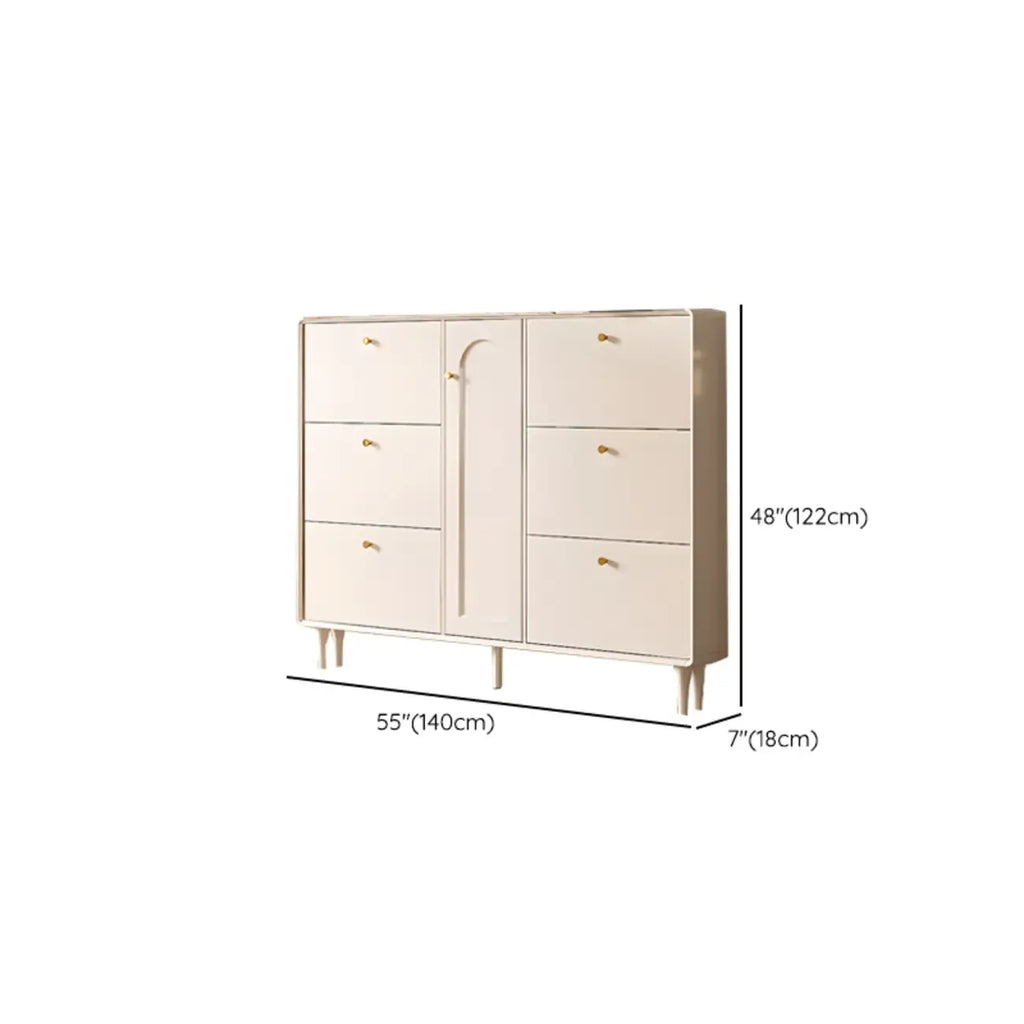 Meuble à chaussures d'entrée en bois beige avec rangement dissimulé