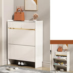 Meuble à chaussures glamour en bois blanc avec tiroirs pour entrée