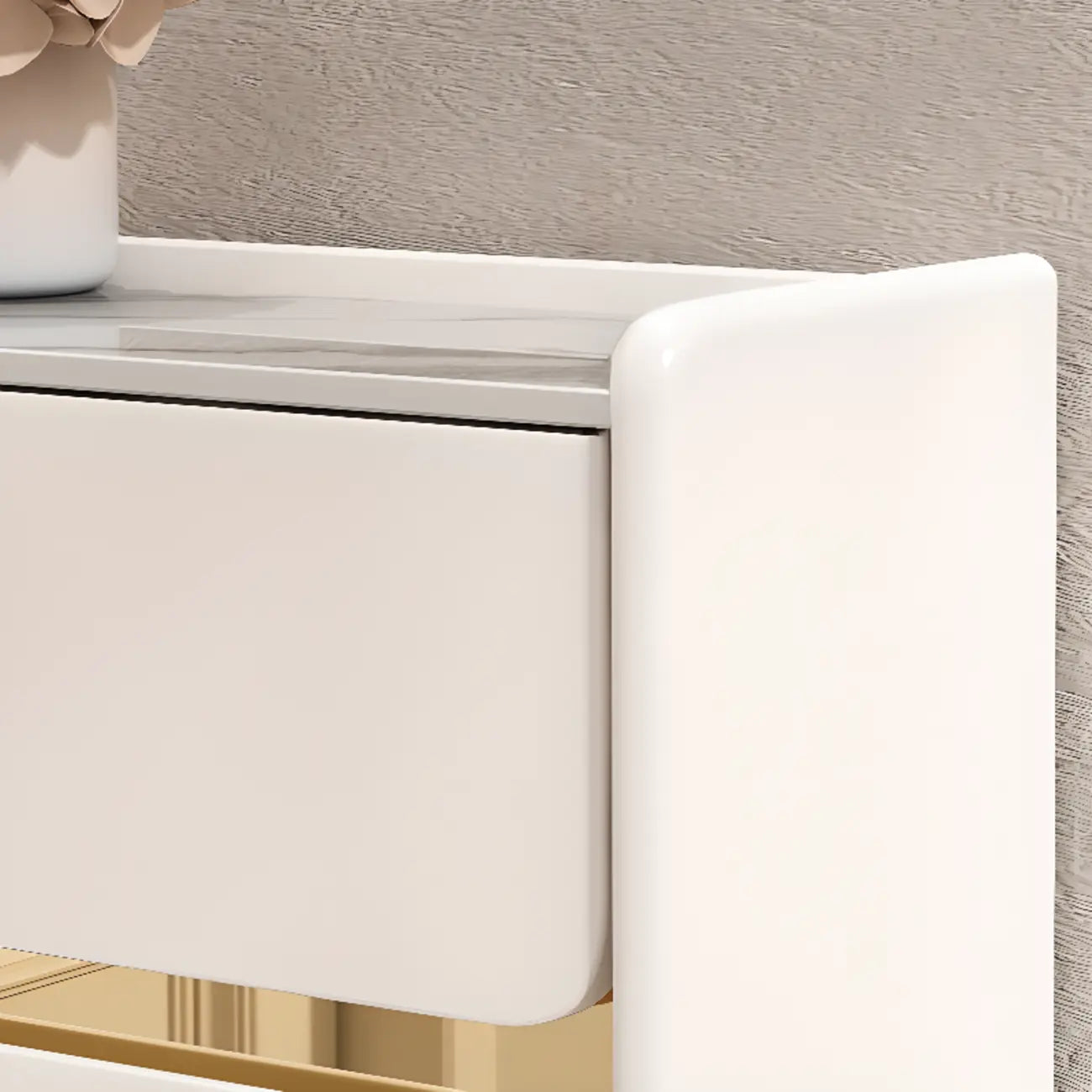 Meuble à chaussures glamour en bois blanc avec tiroirs pour entrée