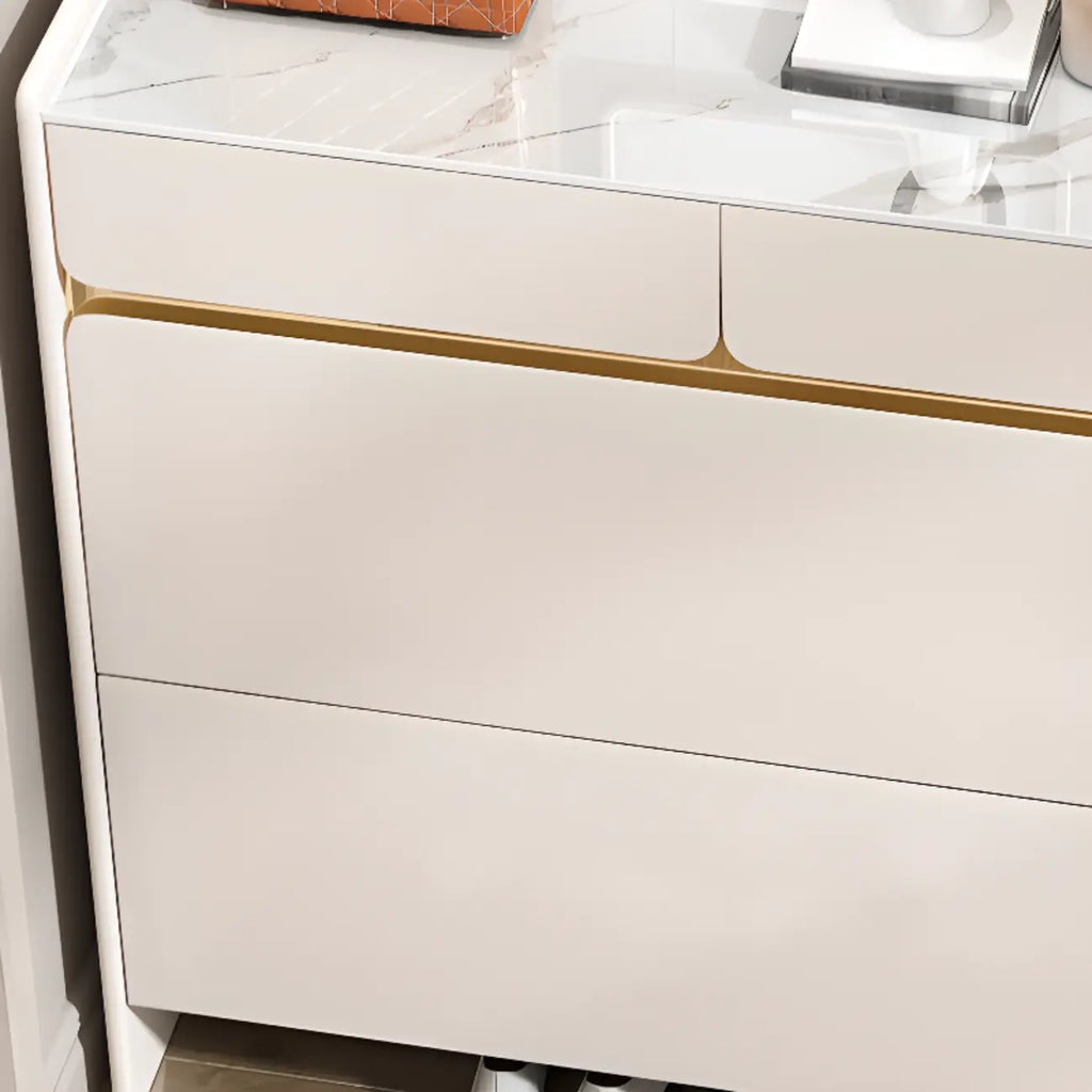 Meuble à chaussures glamour en bois blanc avec tiroirs pour entrée