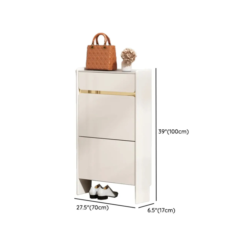 Meuble à chaussures glamour en bois blanc avec tiroirs pour entrée