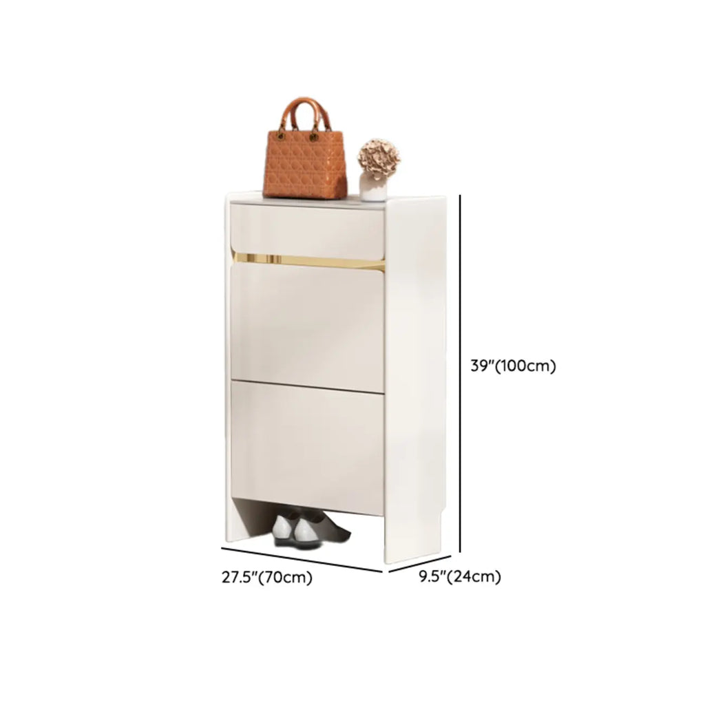 Meuble à chaussures glamour en bois blanc avec tiroirs pour entrée