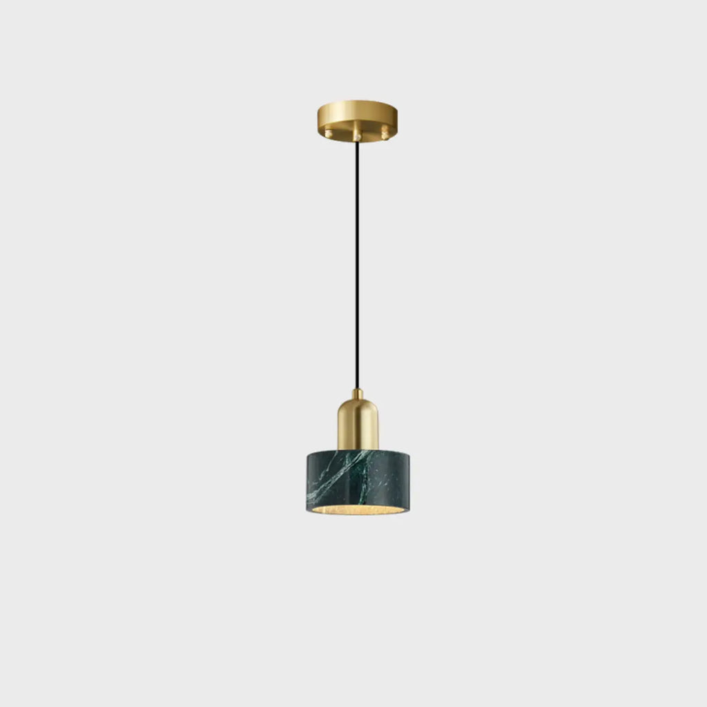 Suspension cylindrique moderne en pierre verte noire