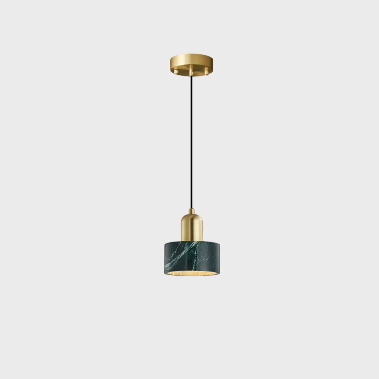 Suspension cylindrique moderne en pierre verte noire