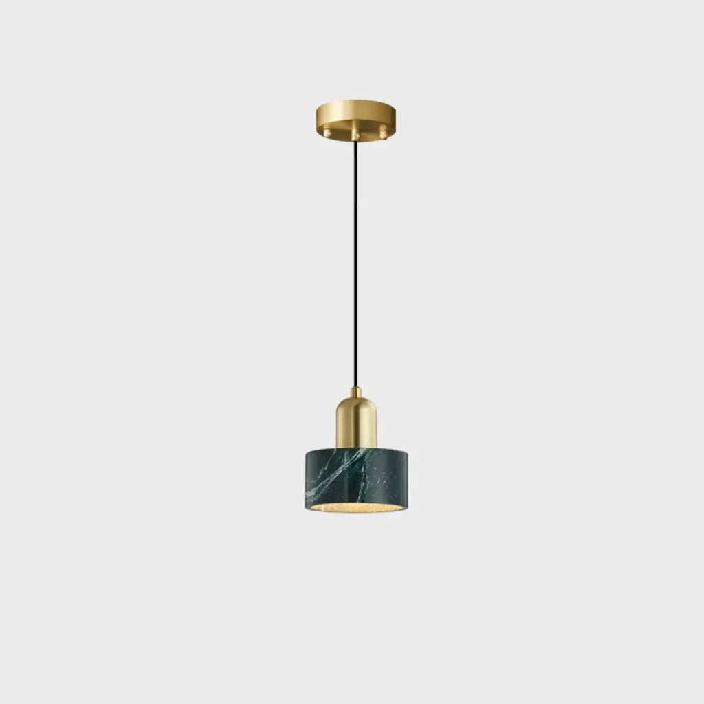 Suspension cylindrique moderne en pierre verte noire