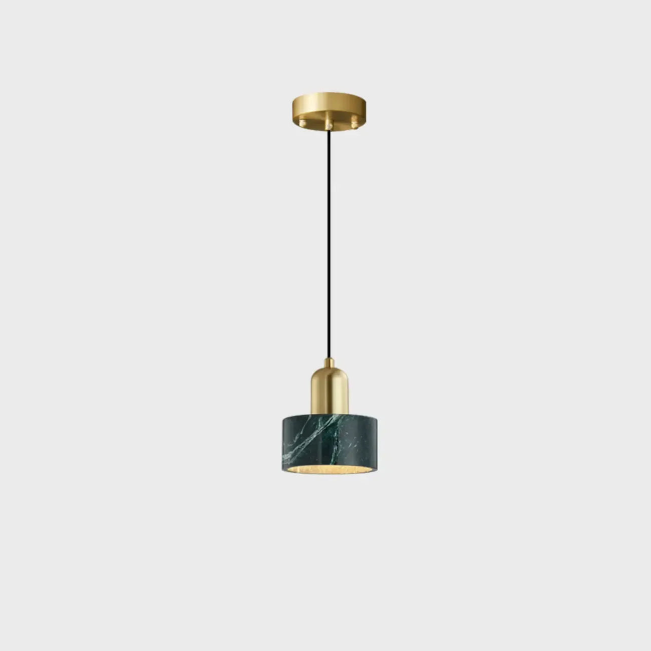 Suspension cylindrique moderne en pierre verte noire
