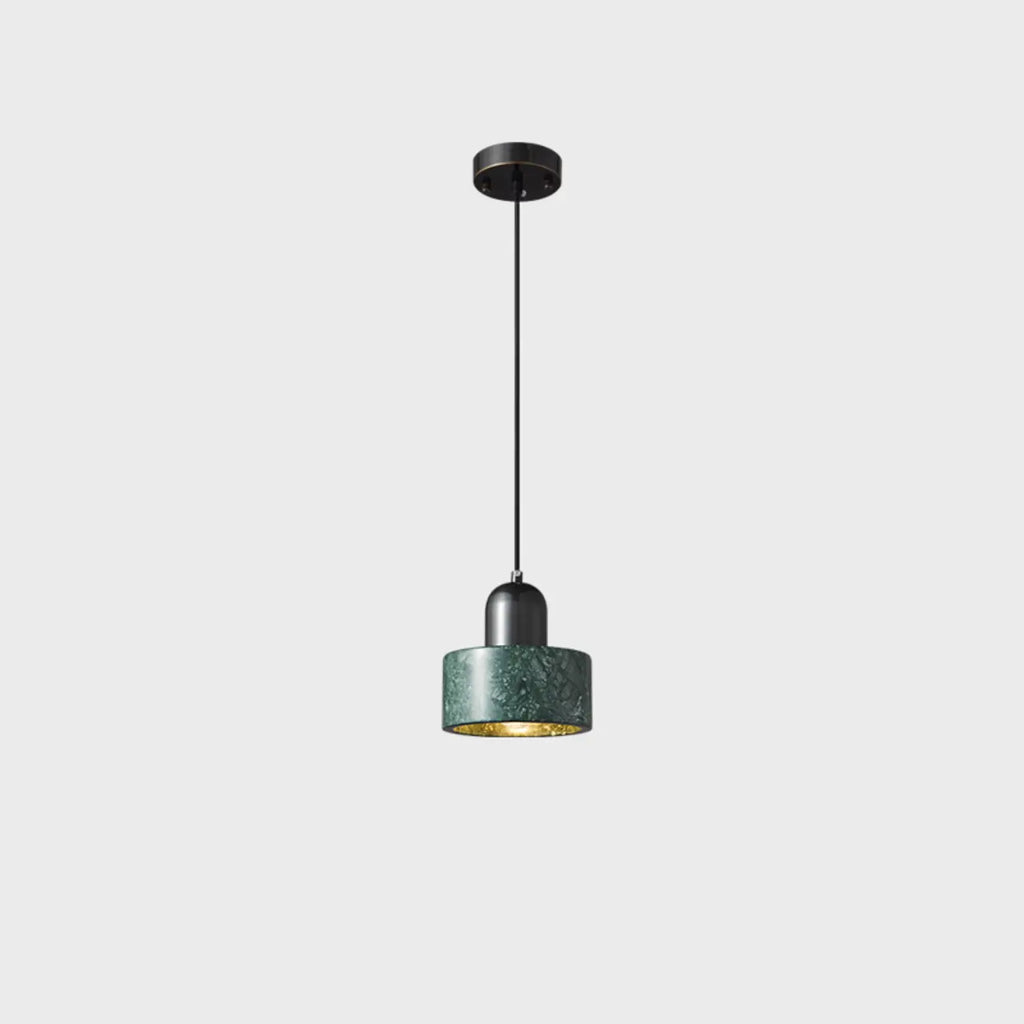 Suspension cylindrique moderne en pierre verte noire