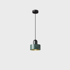 Suspension cylindrique moderne en pierre verte noire