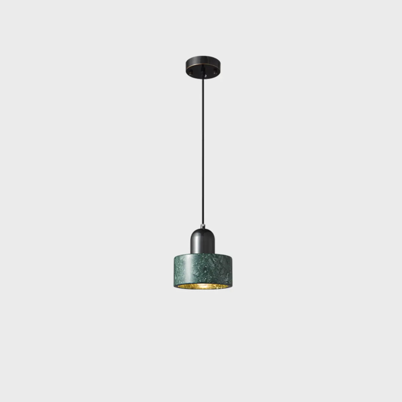 Suspension cylindrique moderne en pierre verte noire