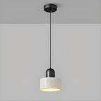 Suspension cylindrique moderne en pierre verte noire