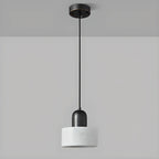 Suspension cylindrique moderne en pierre verte noire