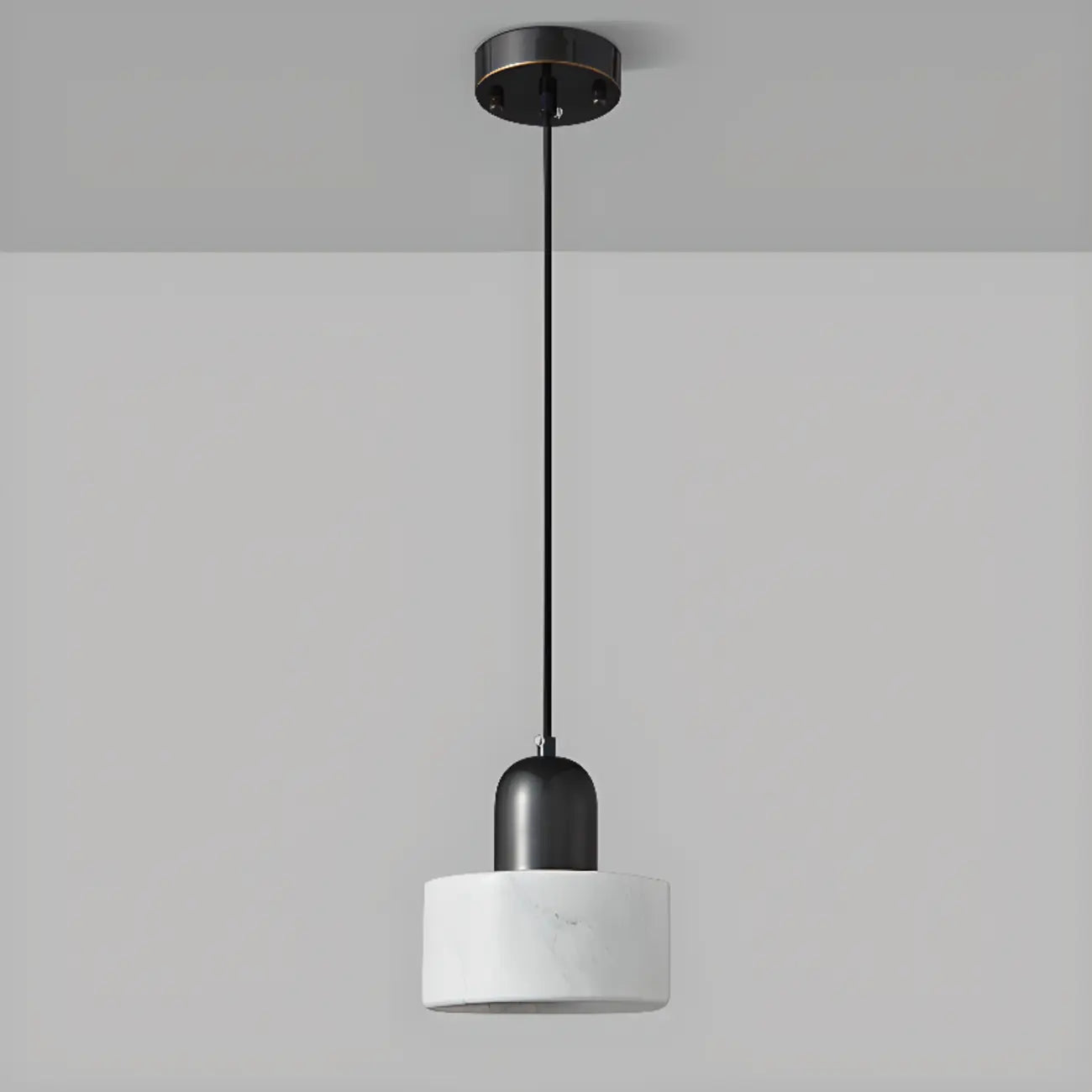 Suspension cylindrique moderne en pierre verte noire