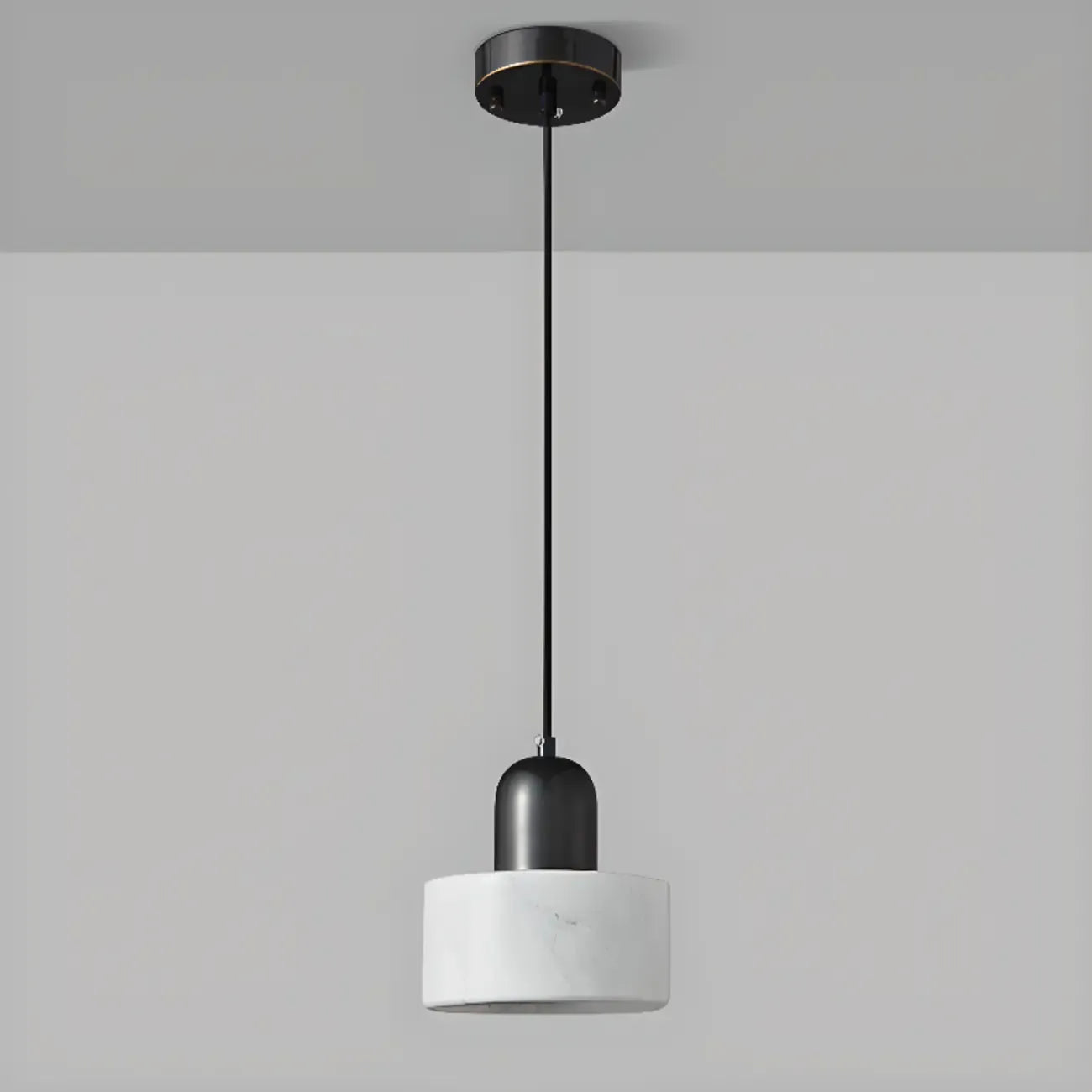 Suspension cylindrique moderne en pierre verte noire