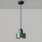 Suspension cylindrique moderne en pierre verte noire