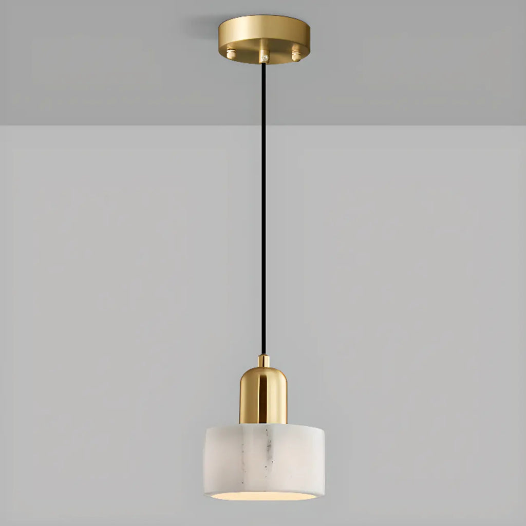 Suspension cylindrique moderne en pierre verte noire