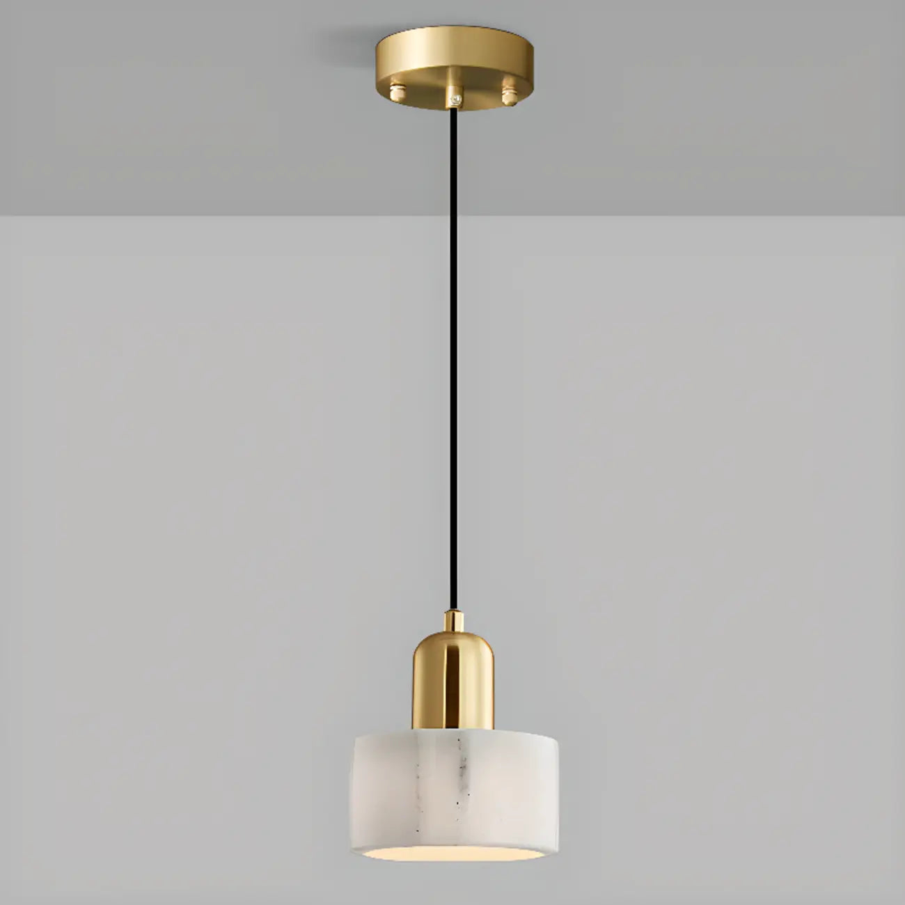 Suspension cylindrique moderne en pierre verte noire