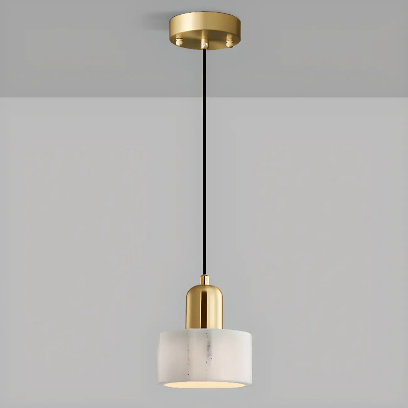 Suspension cylindrique moderne en pierre verte noire