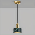 Suspension cylindrique moderne en pierre verte noire