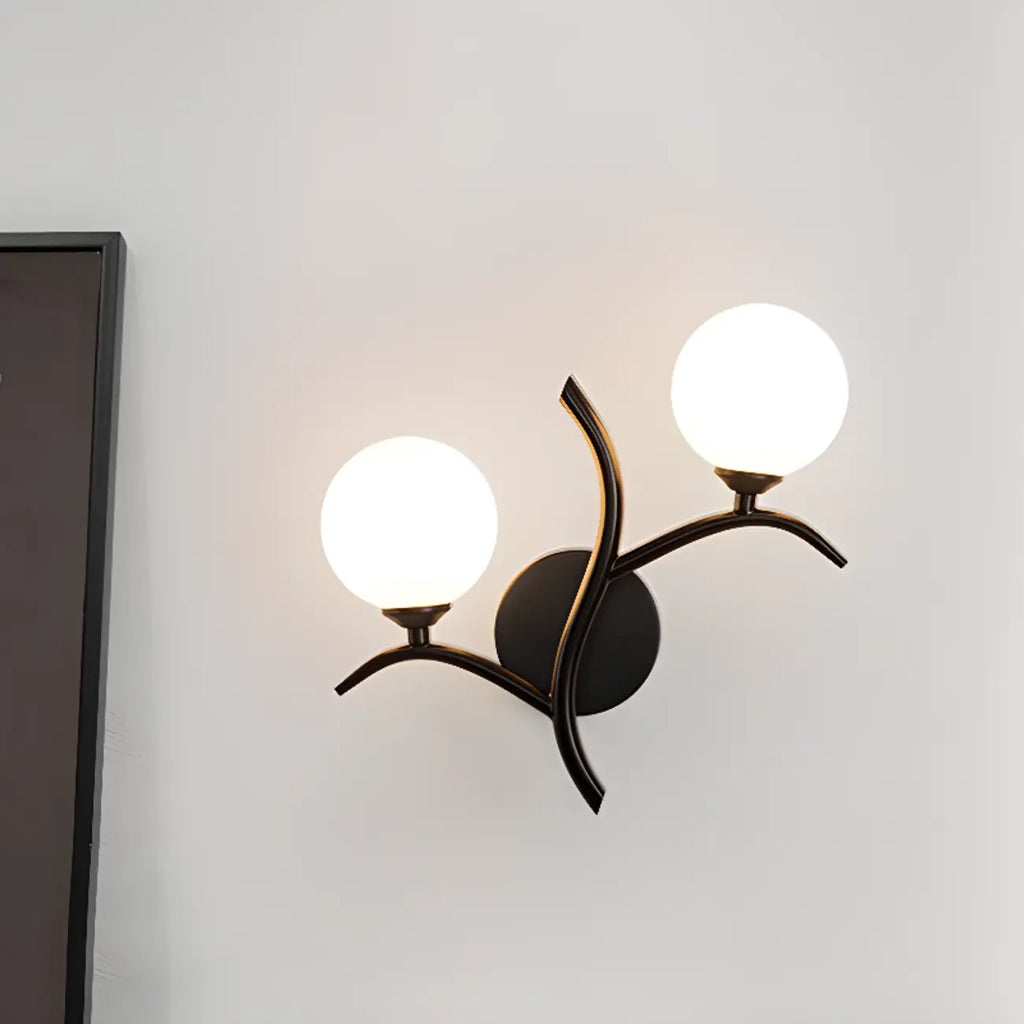 Applique murale moderne à 2 lumières avec globes en verre pour chambre à coucher