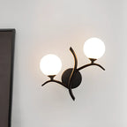 Applique murale moderne à 2 lumières avec globes en verre pour chambre à coucher