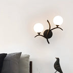Applique murale moderne à 2 lumières avec globes en verre pour chambre à coucher