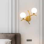 Applique murale moderne à 2 lumières avec globes en verre pour chambre à coucher