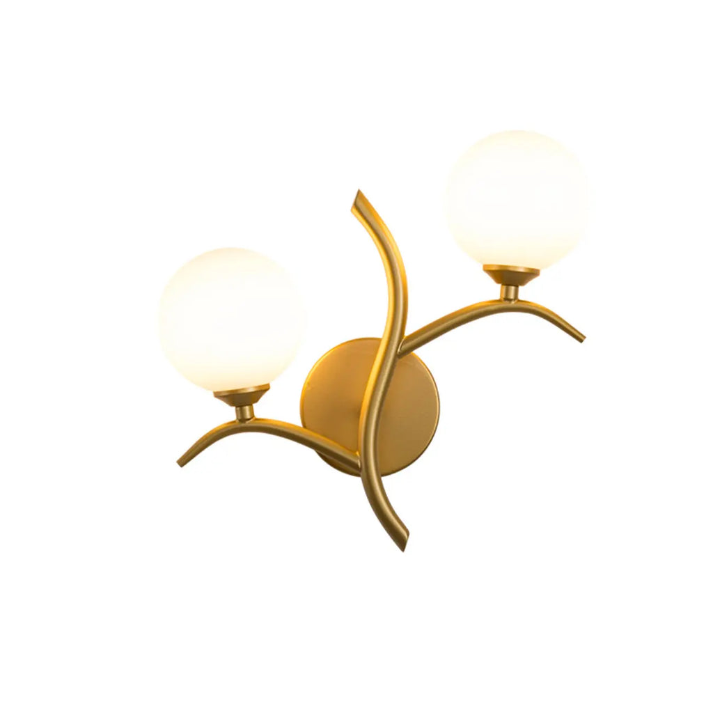 Applique murale moderne à 2 lumières avec globes en verre pour chambre à coucher