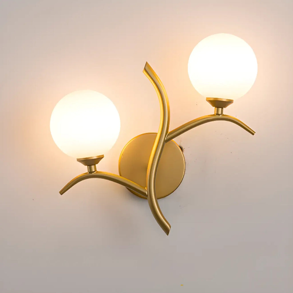 Applique murale moderne à 2 lumières avec globes en verre pour chambre à coucher