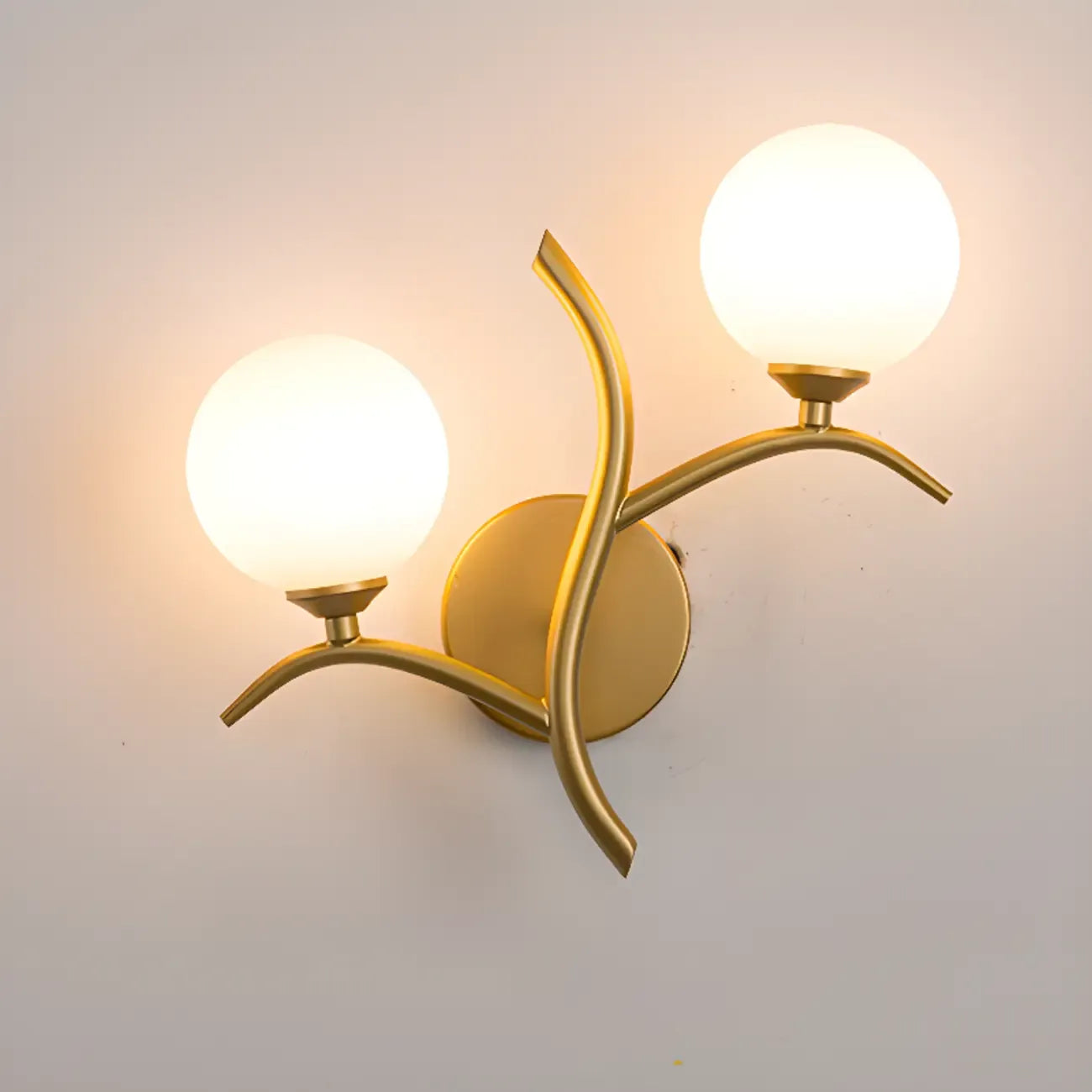 Applique murale moderne à 2 lumières avec globes en verre pour chambre à coucher