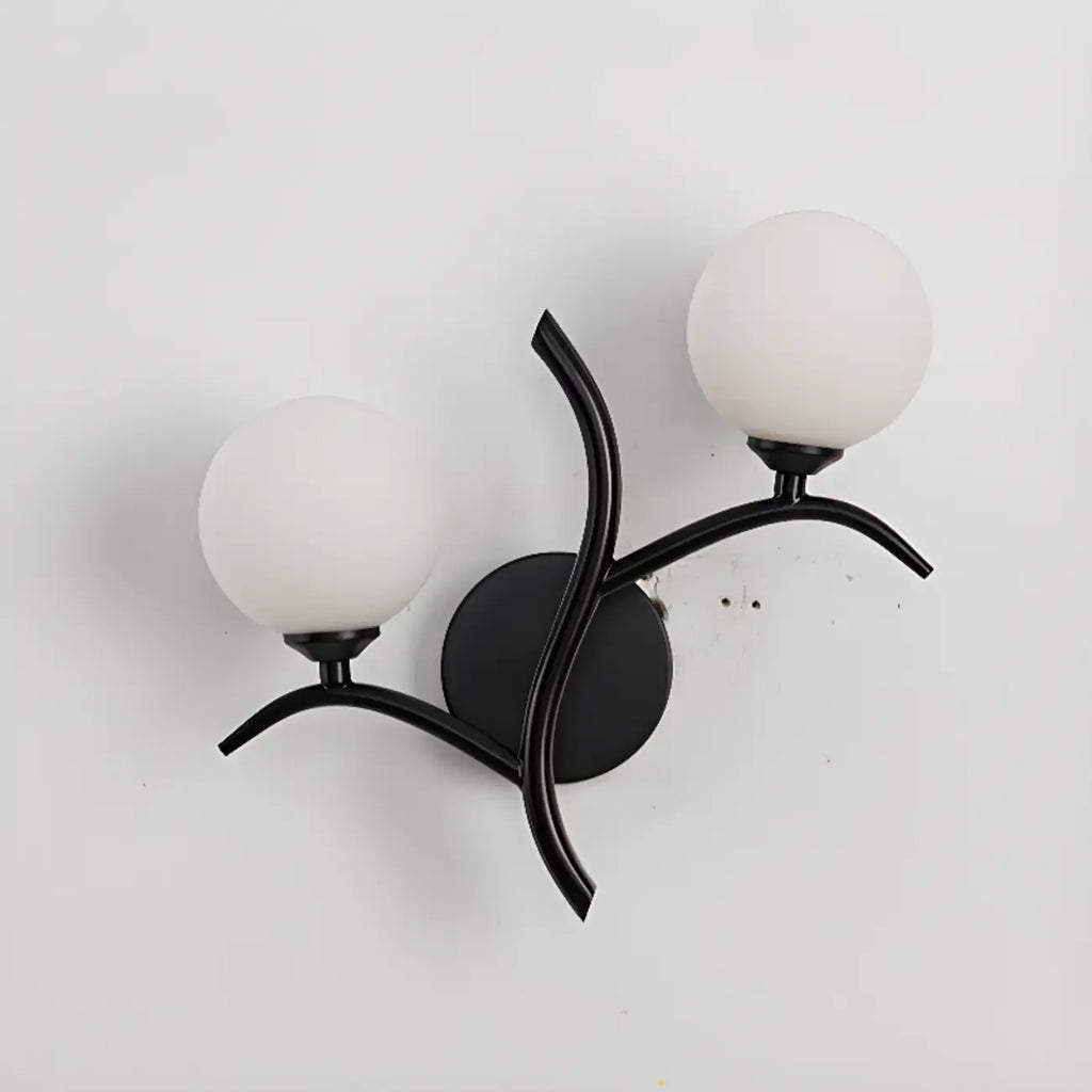 Applique murale moderne à 2 lumières avec globes en verre pour chambre à coucher