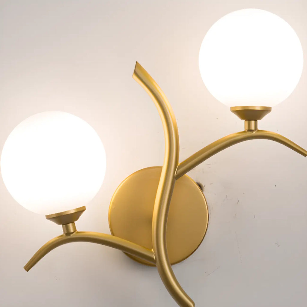 Applique murale moderne à 2 lumières avec globes en verre pour chambre à coucher