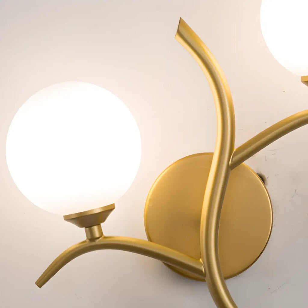Applique murale moderne à 2 lumières avec globes en verre pour chambre à coucher