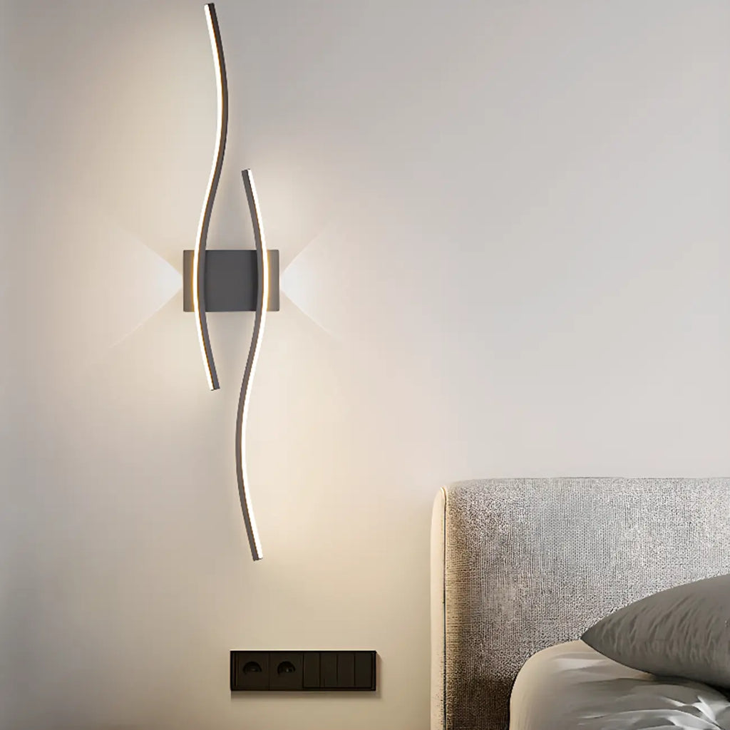 Applique murale linéaire à 4 lumières LED, noir et blanc, pour chambre à coucher