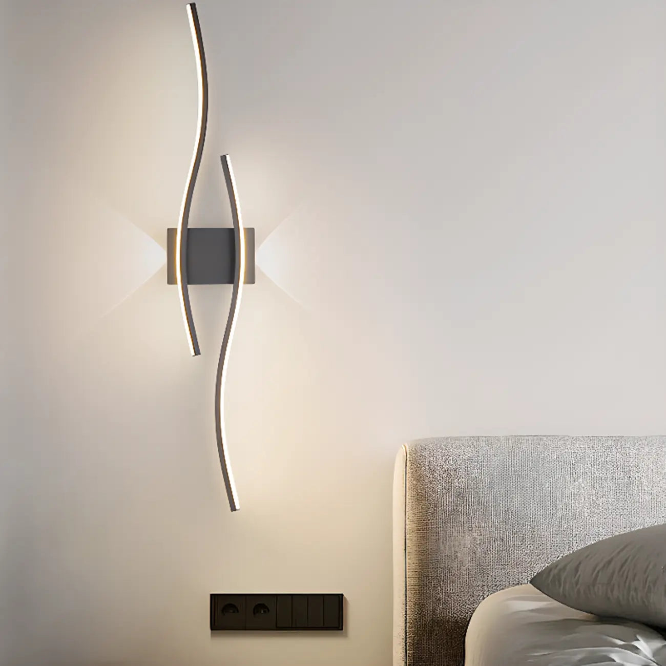 Applique murale linéaire à 4 lumières LED, noir et blanc, pour chambre à coucher