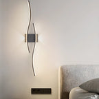 Applique murale linéaire à 4 lumières LED, noir et blanc, pour chambre à coucher