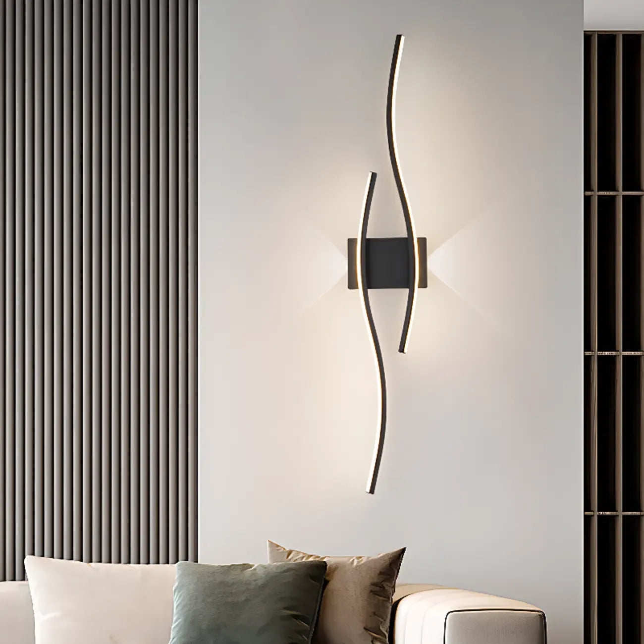 Applique murale linéaire à 4 lumières LED, noir et blanc, pour chambre à coucher