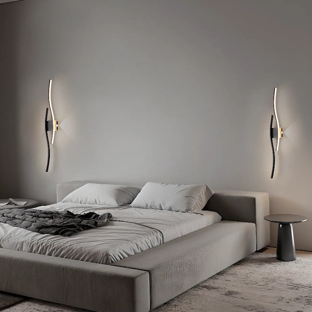 Applique murale linéaire à 4 lumières LED, noir et blanc, pour chambre à coucher
