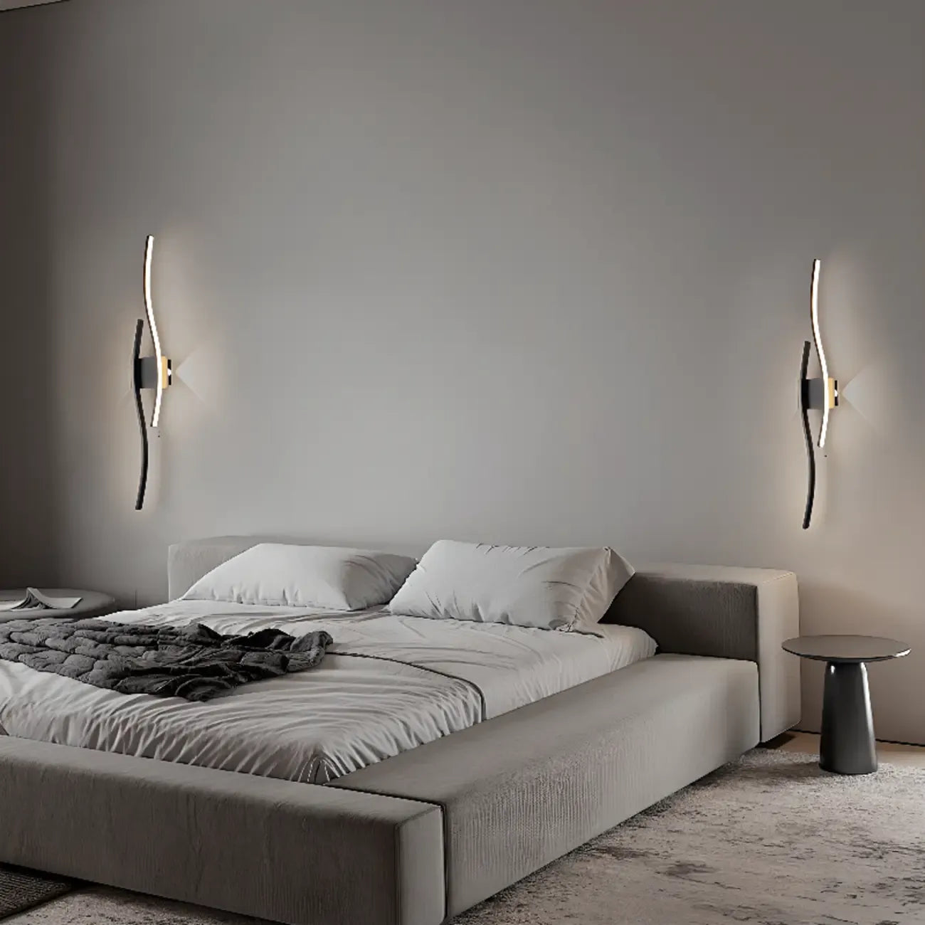Applique murale linéaire à 4 lumières LED, noir et blanc, pour chambre à coucher