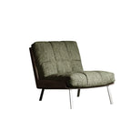 Fauteuil lounge moderne à accoudoirs évasés en tissu vert