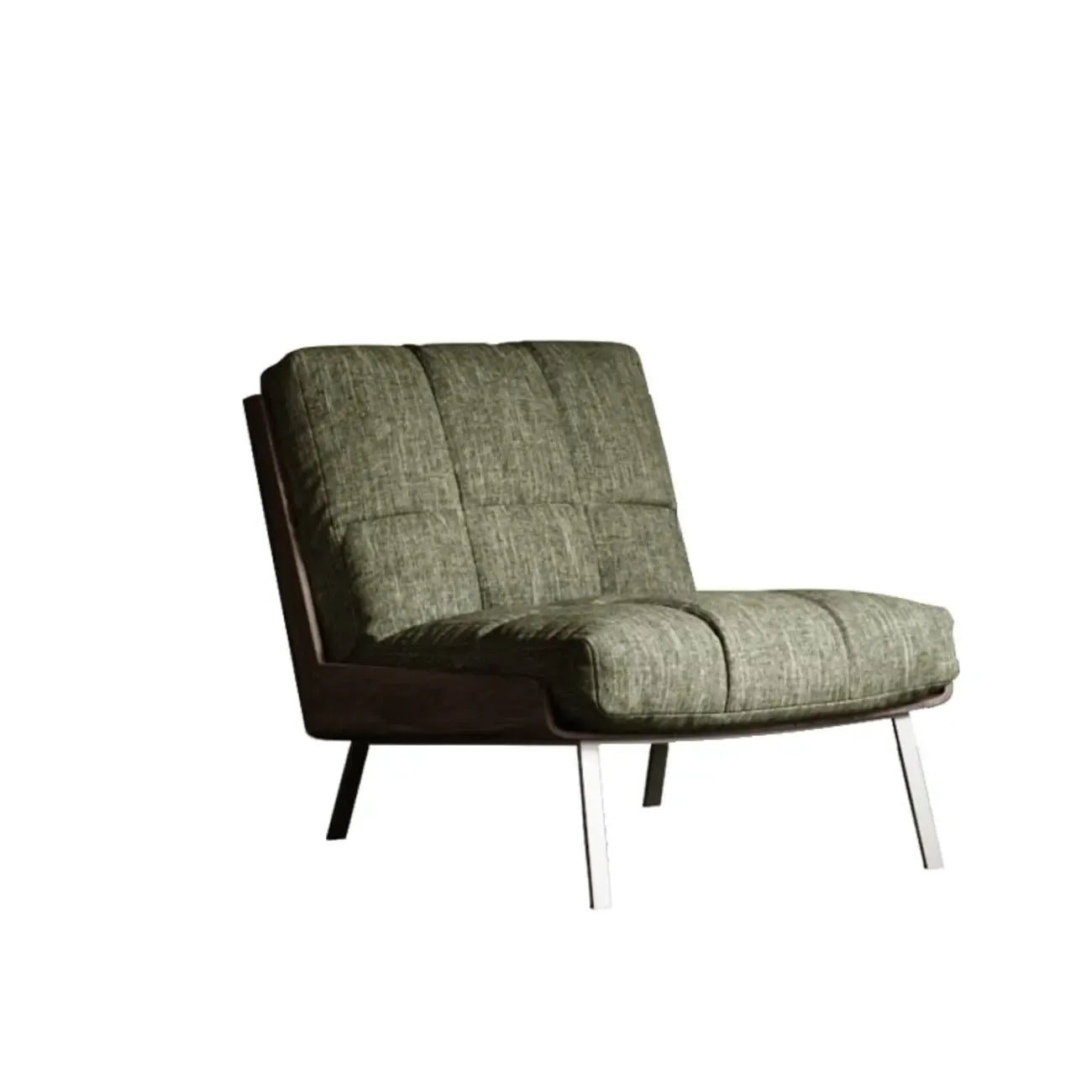 Fauteuil lounge moderne à accoudoirs évasés en tissu vert