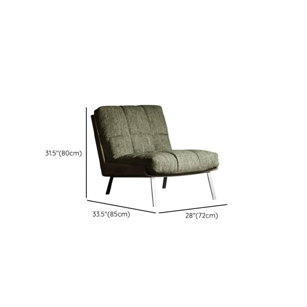 Fauteuil lounge moderne à accoudoirs évasés en tissu vert