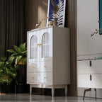 Armoire de rangement moderne et élégante en bois blanc avec portes vitrées