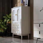 Armoire de rangement moderne et élégante en bois blanc avec portes vitrées