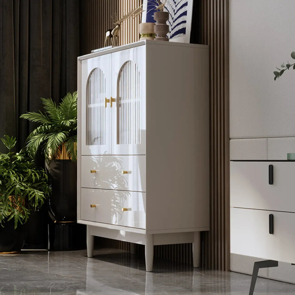 Armoire de rangement moderne et élégante en bois blanc avec portes vitrées