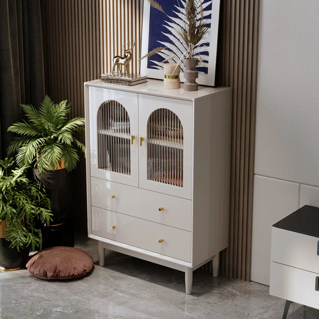 Armoire de rangement moderne et élégante en bois blanc avec portes vitrées