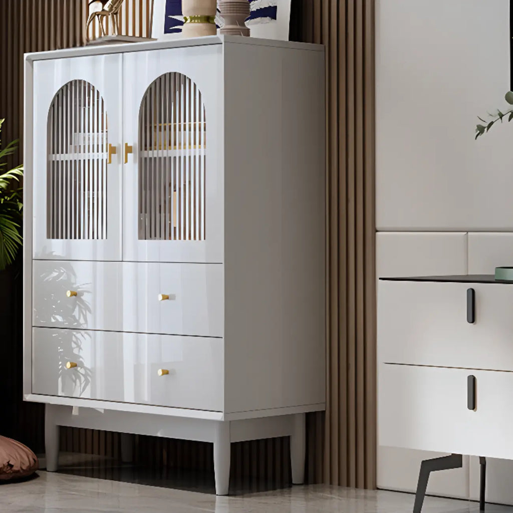 Armoire de rangement moderne et élégante en bois blanc avec portes vitrées