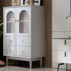 Armoire de rangement moderne et élégante en bois blanc avec portes vitrées